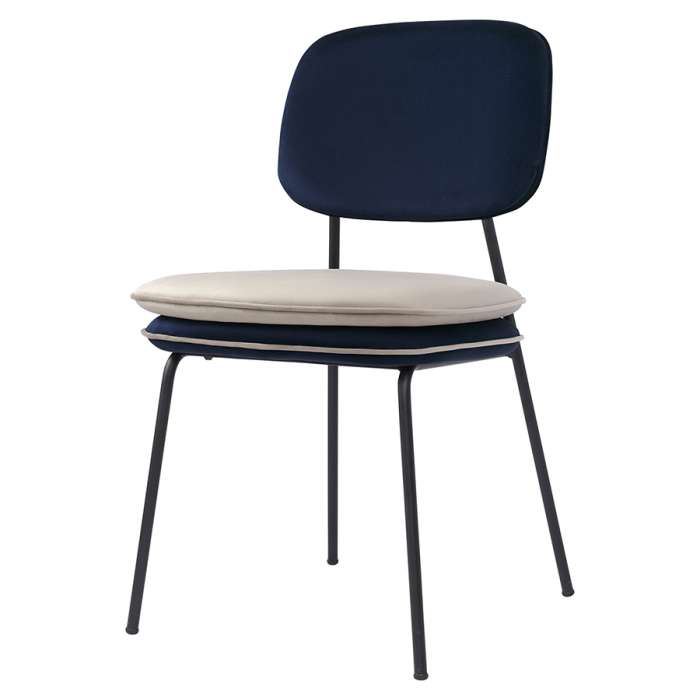 Стул с контрастным кантом pea, велюр, темно-синий/бежевый Bergenson Bjorn BB0000691
