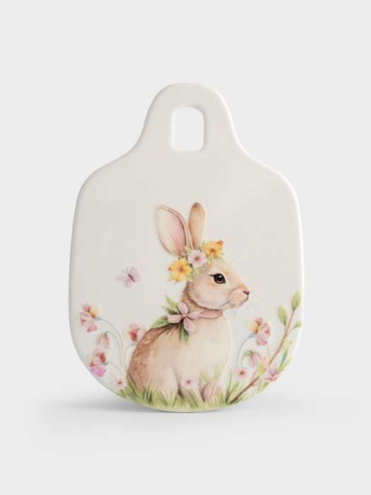 Подставка под горячее, 15x21 см, керамика/пробка, белая, Кролик с венком в цветах, Easter rabbit ANNA LAFARG ANLAF-YUX-ESTRN4