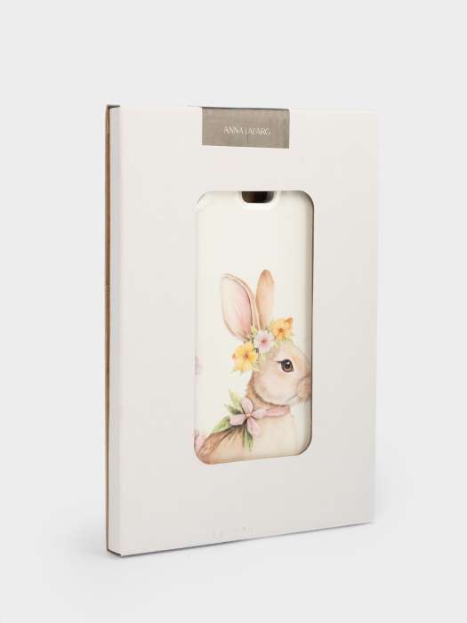 Подставка под горячее, 15x21 см, керамика/пробка, белая, Кролик с венком в цветах, Easter rabbit ANNA LAFARG ANLAF-YUX-ESTRN4