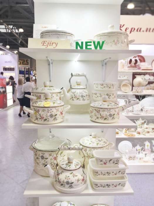 Чайник, 2,3 л, с крышкой, с покрытием, сталь, молочный, Цветы, Provence EJIRY EJ-PVSR-2.3KN