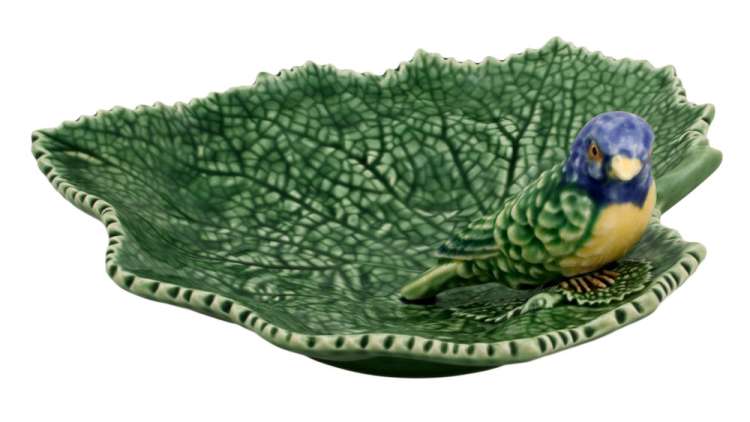 Блюдо "Листья" 19см (с синей птичкой) BORDALLO PINHEIRO BOR65002705