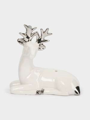 Емкость для соли или перца, 9 см, фарфор P, бело-серебристая, Олень, Maral grey ANNA LAFARG ANLAF-XIA-220125-8