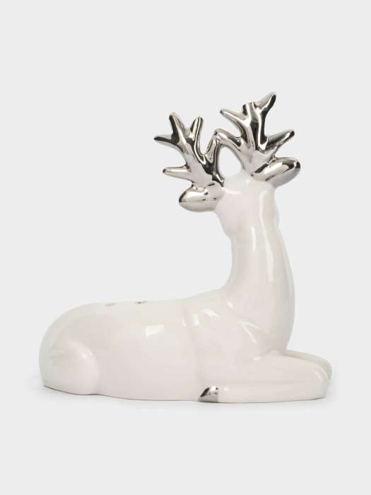 Емкость для соли или перца, 9 см, фарфор P, бело-серебристая, Олень, Maral grey ANNA LAFARG ANLAF-XIA-220125-8