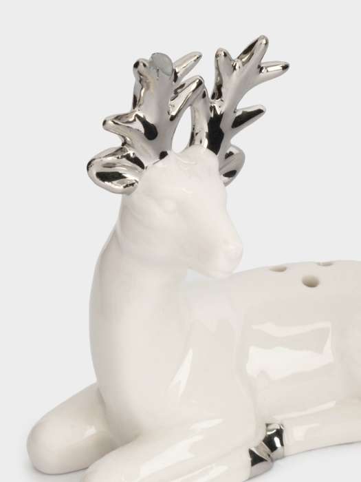 Емкость для соли или перца, 9 см, фарфор P, бело-серебристая, Олень, Maral grey ANNA LAFARG ANLAF-XIA-220125-8