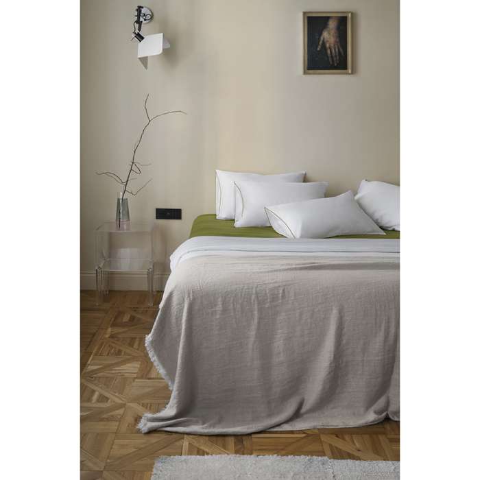 Простыня на резинке из сатина из коллекции meditation, olive, 160х200х30 см Tkano TK24-FS0037