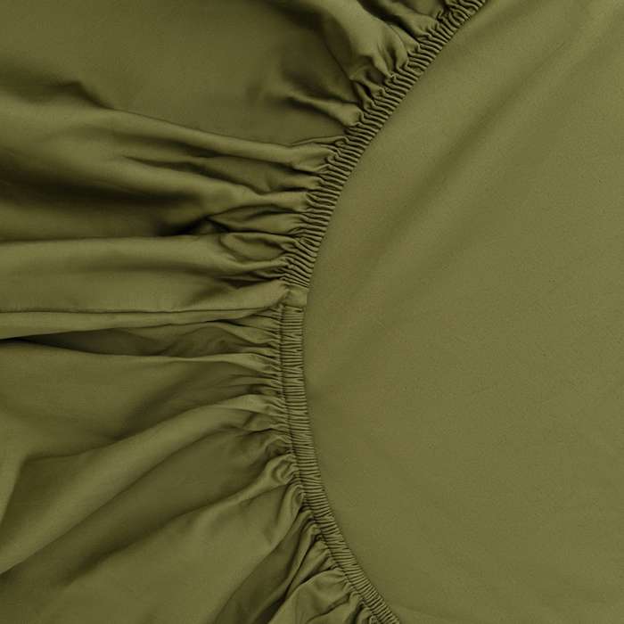Простыня на резинке из сатина из коллекции meditation, olive, 160х200х30 см Tkano TK24-FS0037