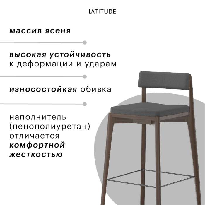 Стул барный aska, рогожка, орех/темно-серый LATITUDE ASKBCHVNGBSKDGR