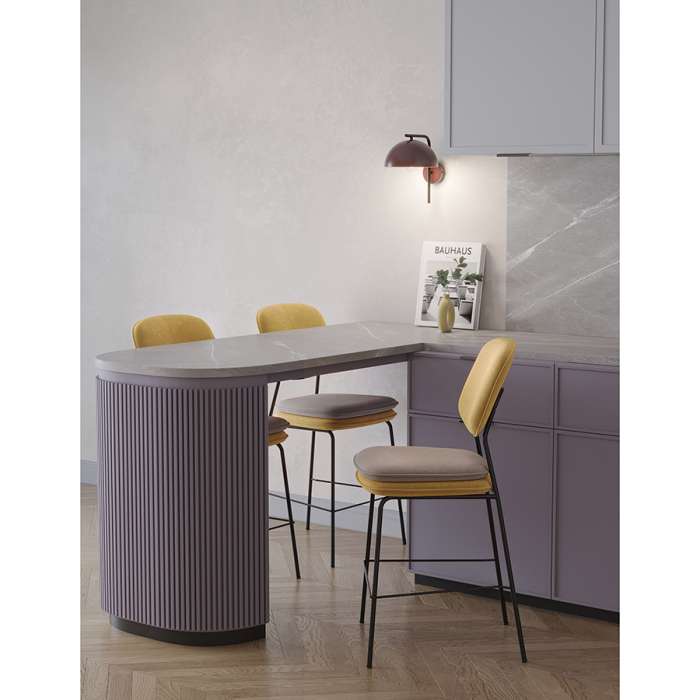 Стул полубарный с контрастным кантом pea, велюр, желтый/бежевый Bergenson Bjorn BB0000693