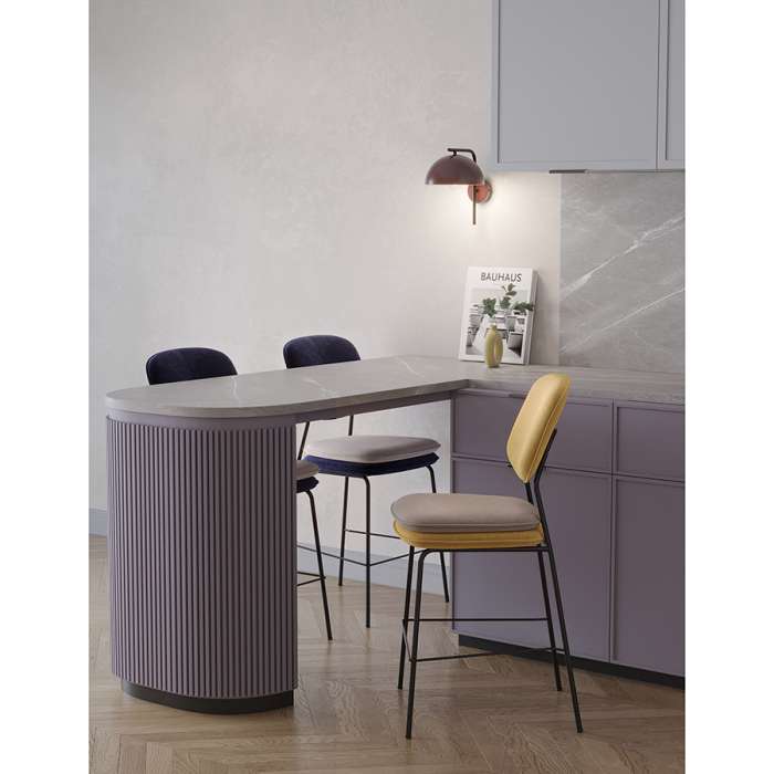 Стул полубарный с контрастным кантом pea, велюр, желтый/бежевый Bergenson Bjorn BB0000693