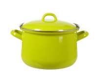 Кастрюля коническая с эмалированной крышкой, 18 см, 2,5 л зелёный лимон LEMON GREEN RIESS 0607-061