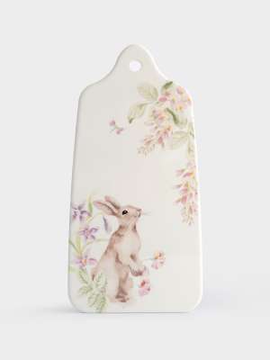 Подставка под горячее, 14x28 см, керамика/пробка, белая, Кролик в цветах, Flower Rabbit ANNA LAFARG ANLAF-YUX-ESTRN1