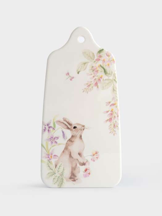 Подставка под горячее, 14x28 см, керамика/пробка, белая, Кролик в цветах, Flower Rabbit ANNA LAFARG ANLAF-YUX-ESTRN1