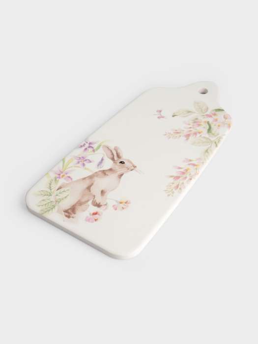 Подставка под горячее, 14x28 см, керамика/пробка, белая, Кролик в цветах, Flower Rabbit ANNA LAFARG ANLAF-YUX-ESTRN1