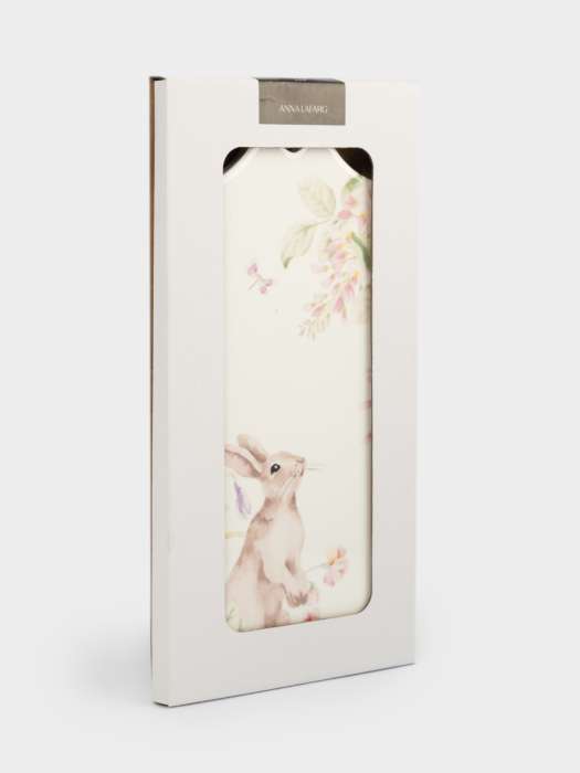 Подставка под горячее, 14x28 см, керамика/пробка, белая, Кролик в цветах, Flower Rabbit ANNA LAFARG ANLAF-YUX-ESTRN1