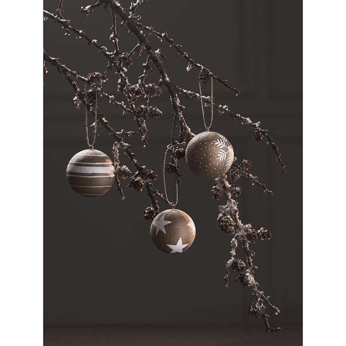 Набор елочных шаров из папье-маше zero waste из коллекции new year essential, 3 шт. Tkano TK23-NY_SET0019