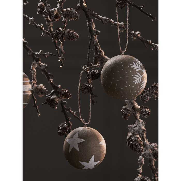 Набор елочных шаров из папье-маше zero waste из коллекции new year essential, 3 шт. Tkano TK23-NY_SET0019
