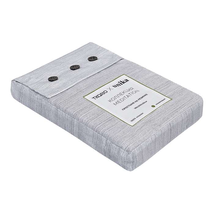 Простыня на резинке из сатина из коллекции meditation, olive, 180х200х30 см Tkano TK24-FS0038