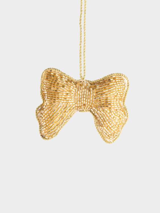 Игрушка елочная, 10 см, бисер/полифилл, золотистая, Бант, New year ANNA LAFARG ANLAF-NY-1114