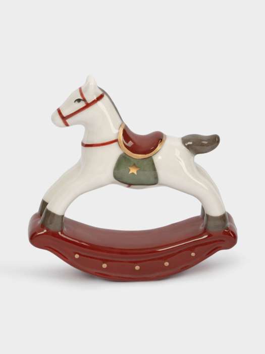 Статуэтка, 10 см, фарфор P, бежево-бордовая, Лошадка-качалка, Bright horse ANNA LAFARG ANLAF-XIA-220125-4