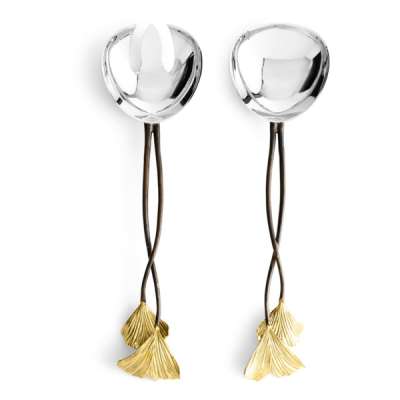 Набор сервировочных предметов Michael Aram Листья гинкго 29,5 см, сталь нержавеющая, 2 шт