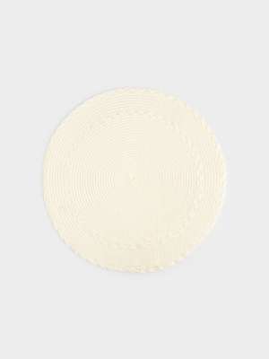 Салфетка под приборы, 38 см, полипропилен, круглая, молочная, Косы, Matera ANNA LAFARG ANLAF-MAPP-17117M