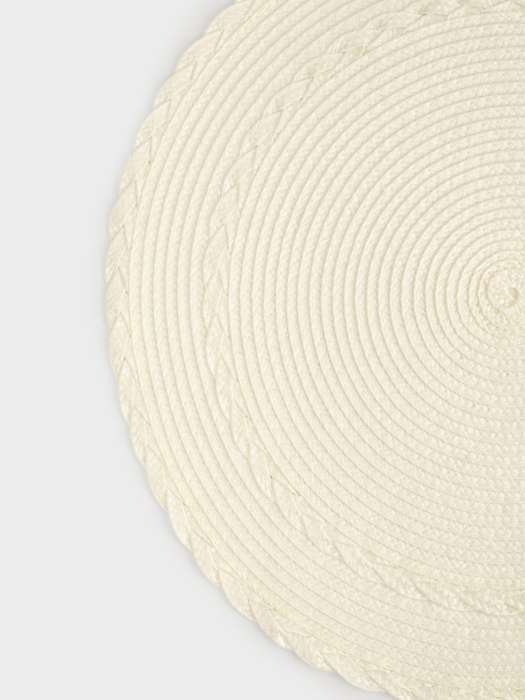 Салфетка под приборы, 38 см, полипропилен, круглая, молочная, Косы, Matera ANNA LAFARG ANLAF-MAPP-17117M