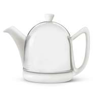 Чайник заварочный Bredemeijer Manto c фильтром, 0,6л, керамика, в стальном глянцевом корпусе, белый