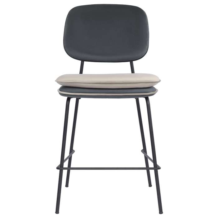Стул полубарный с контрастным кантом pea, велюр, темно-серый/бежевый Bergenson Bjorn BB0000695