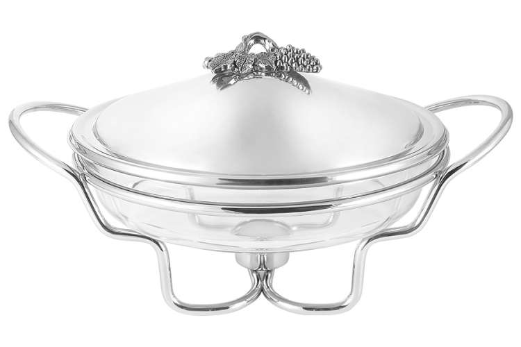 Блюдо с подогревом Винтаж 2л круглое, крышка, нерж.сталь (мармит) REGENT RE-35073.4