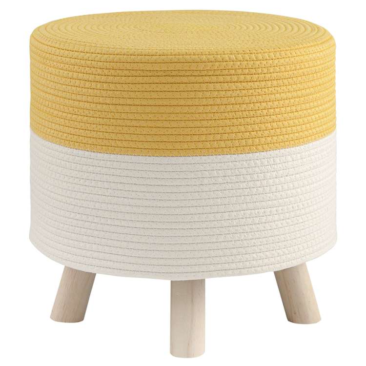 Пуф Devy, Ø40х40 см, бежевый/горчичный BERGENSON BJORN TL-BB-PFDV-PN-CTN-M40