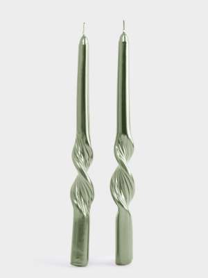 Свеча, 25 см, 2 шт, зеленая, Витая, New year ANNA LAFARG ANLAF-FCS1053A/M-2