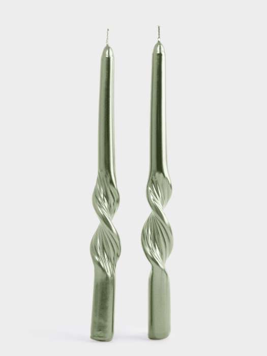 Свеча, 25 см, 2 шт, зеленая, Витая, New year ANNA LAFARG ANLAF-FCS1053A/M-2