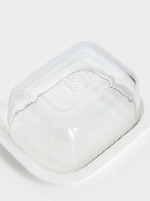 Масленка, 14 см, стекло/пластик, прямоугольная, белая, Basic ANNA LAFARG ANLAF-PRA235