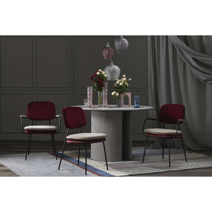 Стул с подлокотниками и контрастным кантом pea, велюр, бордовый/бежевый Bergenson Bjorn BB0000697