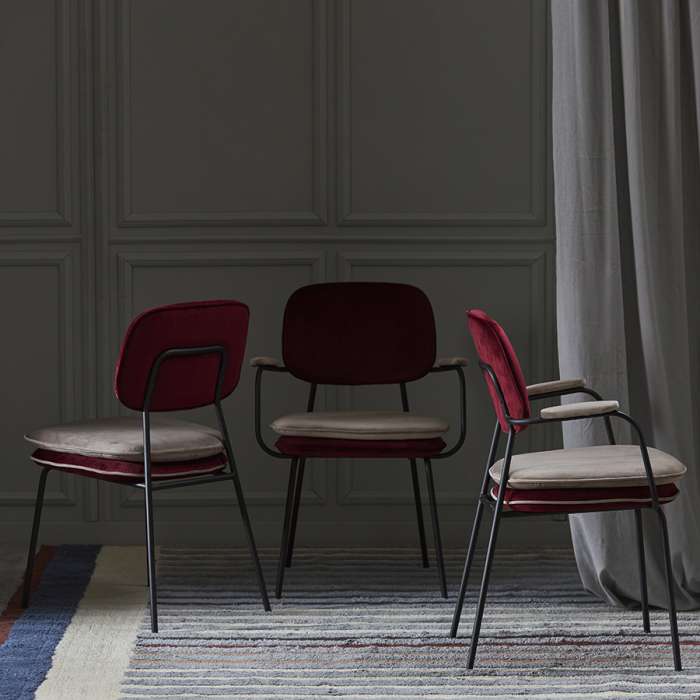 Стул с подлокотниками и контрастным кантом pea, велюр, бордовый/бежевый Bergenson Bjorn BB0000697