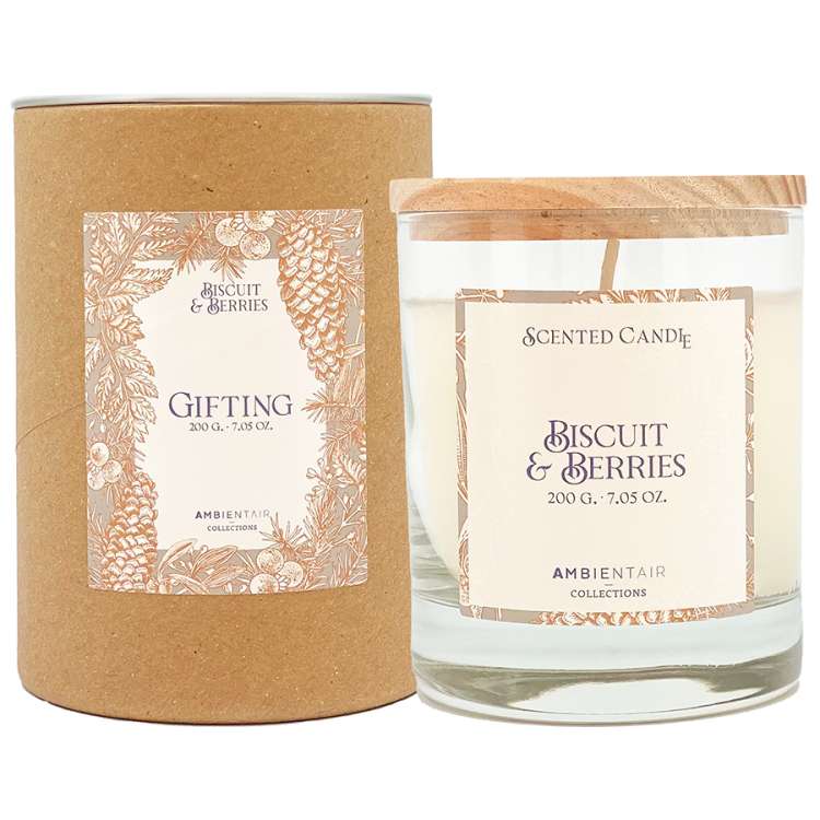 Свеча ароматическая gifting, bisquit&berries, 40 ч Ambientair VV401GTTO