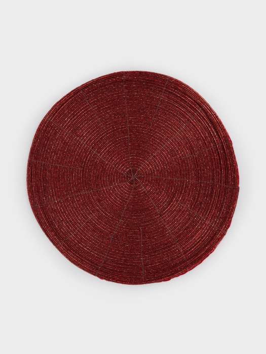 Салфетка под приборы, 36 см, бисер, круглая, красная, Bijou ANNA LAFARG ANLAF-PT-01