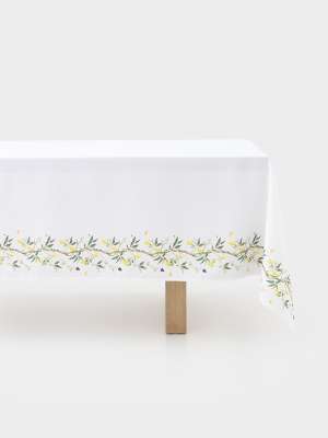 Скатерть, 170х250 см, полиэстер, белая, Лимоны на ветках, Lemon branch ANNA LAFARG ANLAF-QFS26-2TCM