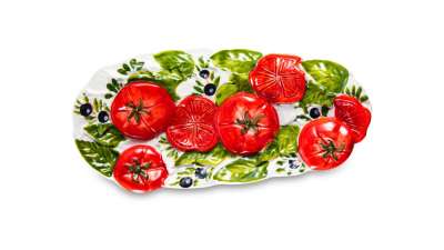 Подставка под ложку Томаты и оливки 28х12 см, керамика EDELWEISS EDW-114P