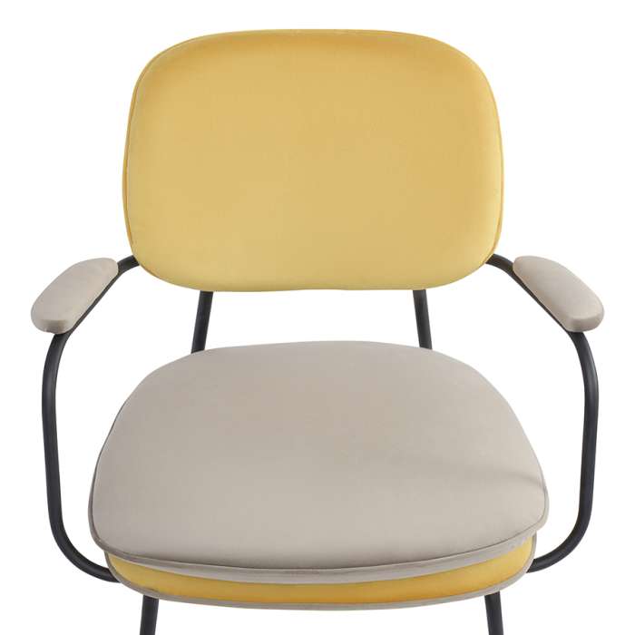 Стул с подлокотниками и контрастным кантом pea, велюр, желтый/бежевый Bergenson Bjorn BB0000698