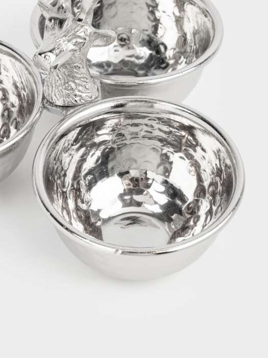 Менажница, с декором, 23х17 см, 3 отд, с ручкой, металл, серебристая, Олень, Maral grey ANNA LAFARG ANLAF-GL-1402-2