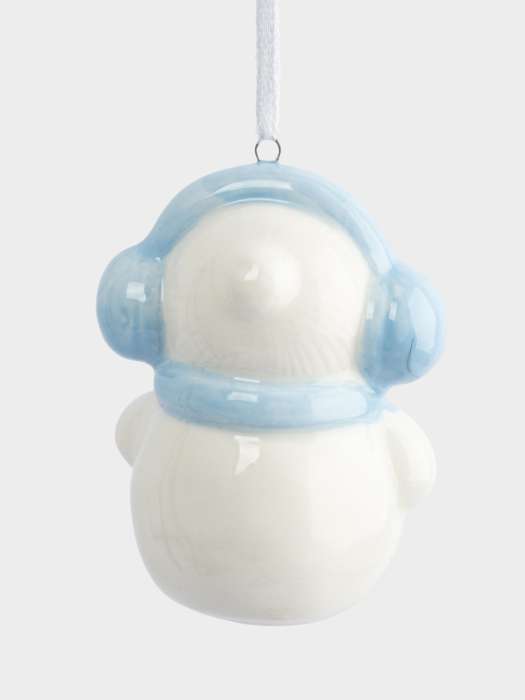 Игрушка елочная, 9 см, керамика, бело-голубая, Снеговик в наушниках и шарфе, Snowman ANNA LAFARG ANLAF-JIA-220125-8