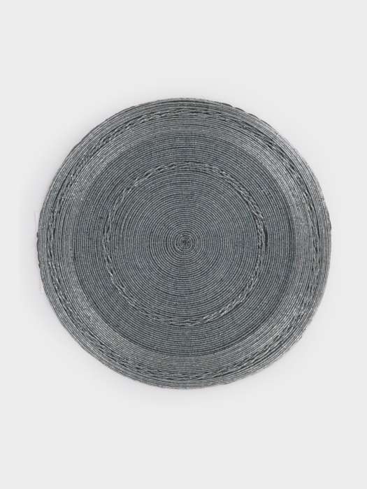 Салфетка под приборы, 36 см, бисер, круглая, серая, Bijou ANNA LAFARG ANLAF-PT-02