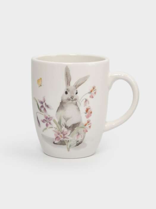 Кружка, 330 мл, керамика, белая, Кролик с цветами, Flower Rabbit ANNA LAFARG ANLAF-FDH-050825-5