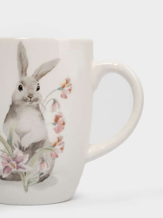 Кружка, 330 мл, керамика, белая, Кролик с цветами, Flower Rabbit ANNA LAFARG ANLAF-FDH-050825-5
