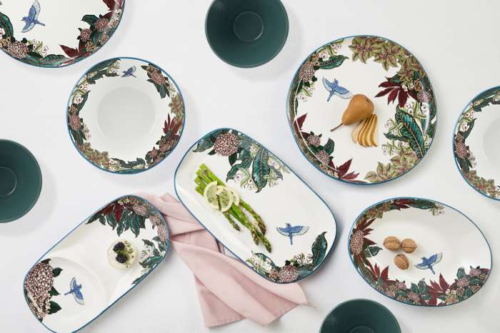 Салатник, 25 см, 2 л, керамика, круглый, синий, Цветы и птица, Reminisce MAXWELL & WILLIAMS MW696-DR0552