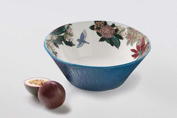 Салатник, 25 см, 2 л, керамика, круглый, синий, Цветы и птица, Reminisce MAXWELL & WILLIAMS MW696-DR0552