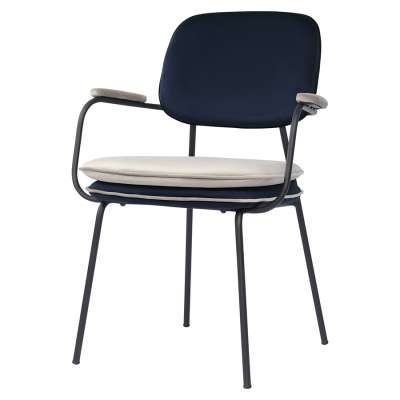Стул с подлокотниками и контрастным кантом pea, велюр, темно-синий/бежевый Bergenson Bjorn BB0000701