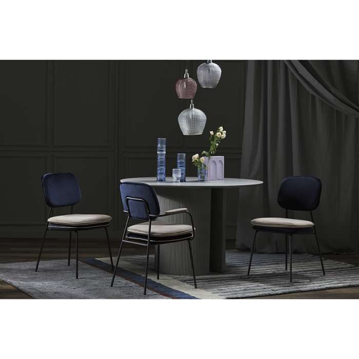 Стул с подлокотниками и контрастным кантом pea, велюр, темно-синий/бежевый Bergenson Bjorn BB0000701