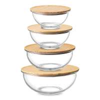 Набор из 4-х стеклянных мисок eco store с крышками из бамбука Smart Solutions SS0000282